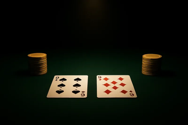 Face-up baccarat cards and chip stacks on green felt